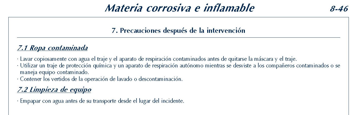 346 FICHA 8-46 MATERIA CORROSIVA INFLAMABLE FICHAS EMERGENCIA